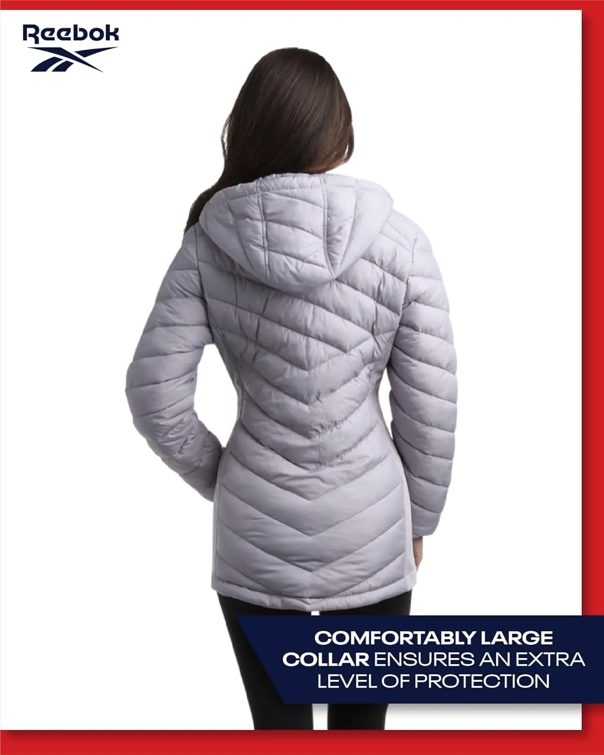 Reebok Women's Jacket - Lightweight Quilted Puffer Parka Coat with Flex Stretch Panels  Casual Jacket for Women (S-XL)