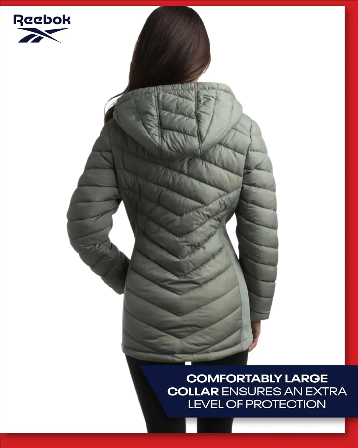 Reebok Women's Jacket - Lightweight Quilted Puffer Parka Coat with Flex Stretch Panels  Casual Jacket for Women (S-XL)