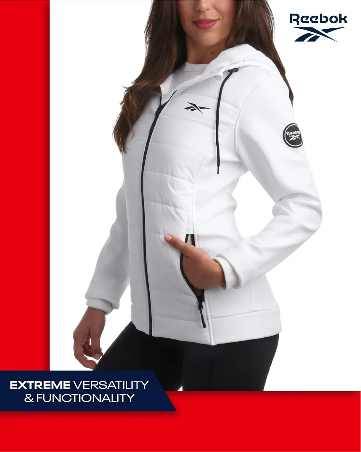 Reebok Women's Jacket - Lightweight Quilted Puffer Parka Coat with Flex Stretch Panels  Casual Jacket for Women (S-XL)