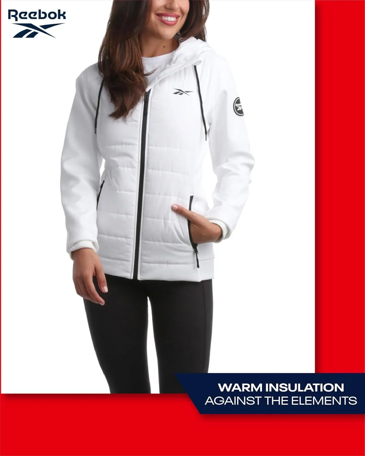 Reebok Women's Jacket - Lightweight Quilted Puffer Parka Coat with Flex Stretch Panels  Casual Jacket for Women (S-XL)