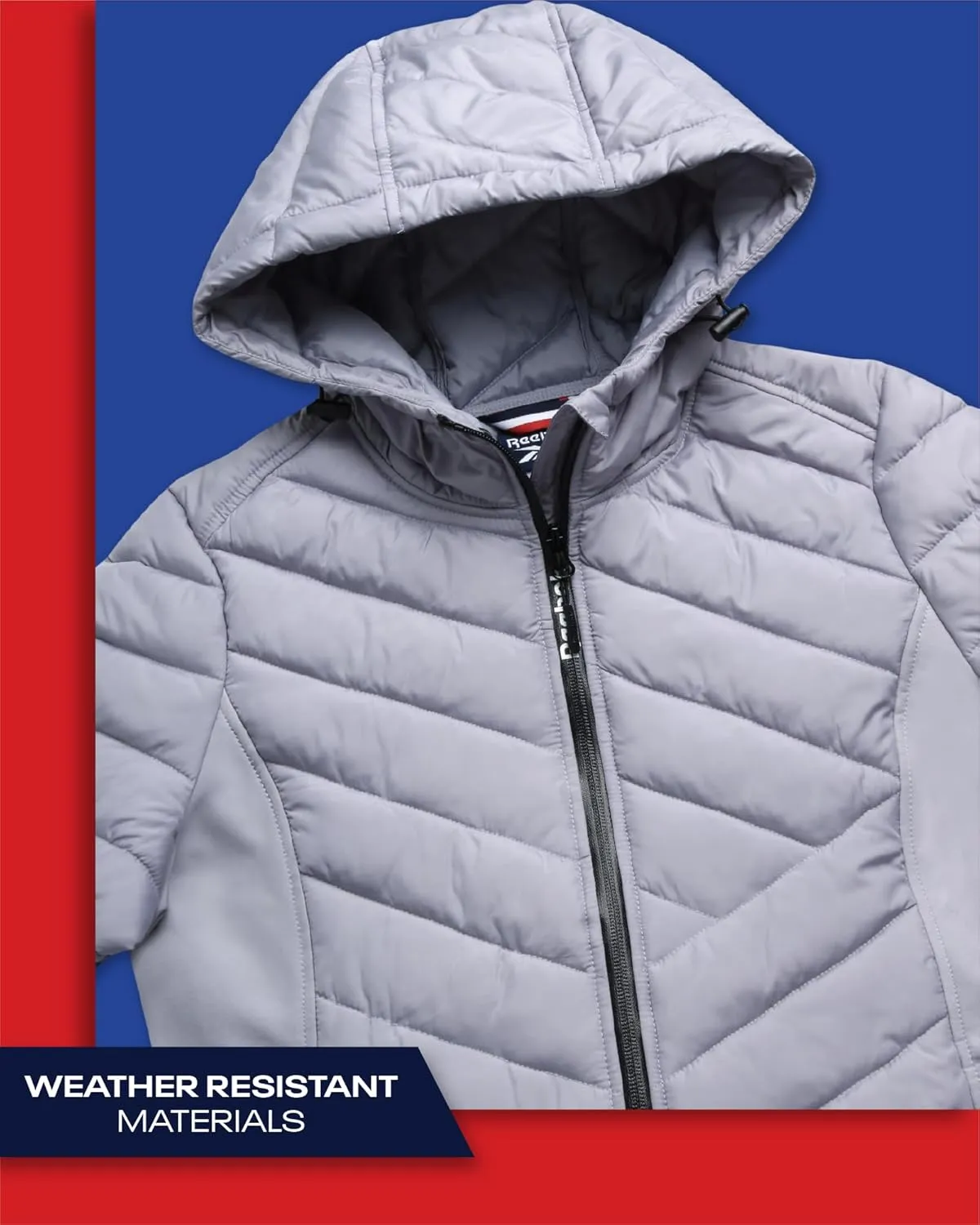 Reebok Women's Jacket - Lightweight Quilted Puffer Parka Coat with Flex Stretch Panels  Casual Jacket for Women (S-XL)