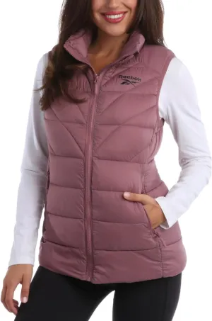 Reebok Women's Puffer Vest - Quilted Insulated Winter Vest, High Collar - Sleeveless Jacket for Women (S-XL)