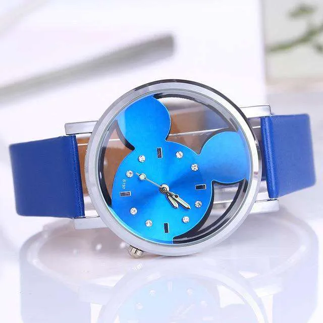 Relogio Feminino Luxo 2019 Ladies Watch With Crystals Clocks Women Luxury Quartz With Leather Mickey Mouse Kad N Saatleri New