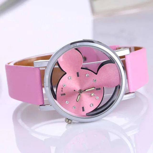 Relogio Feminino Luxo 2019 Ladies Watch With Crystals Clocks Women Luxury Quartz With Leather Mickey Mouse Kad N Saatleri New
