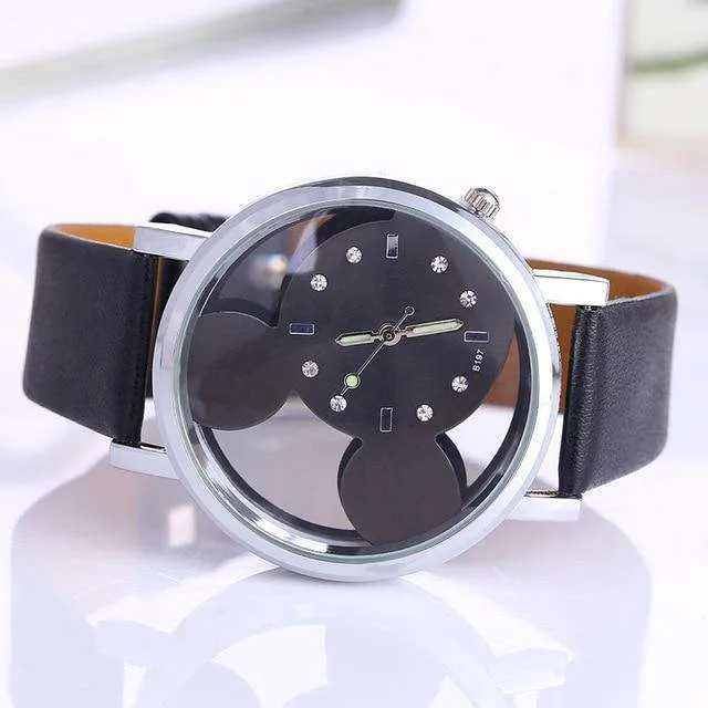 Relogio Feminino Luxo 2019 Ladies Watch With Crystals Clocks Women Luxury Quartz With Leather Mickey Mouse Kad N Saatleri New
