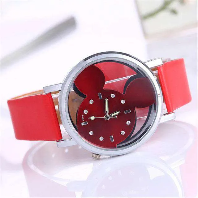 Relogio Feminino Luxo 2019 Ladies Watch With Crystals Clocks Women Luxury Quartz With Leather Mickey Mouse Kad N Saatleri New