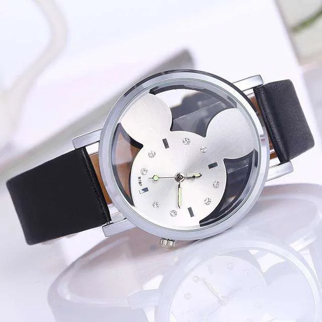 Relogio Feminino Luxo 2019 Ladies Watch With Crystals Clocks Women Luxury Quartz With Leather Mickey Mouse Kad N Saatleri New