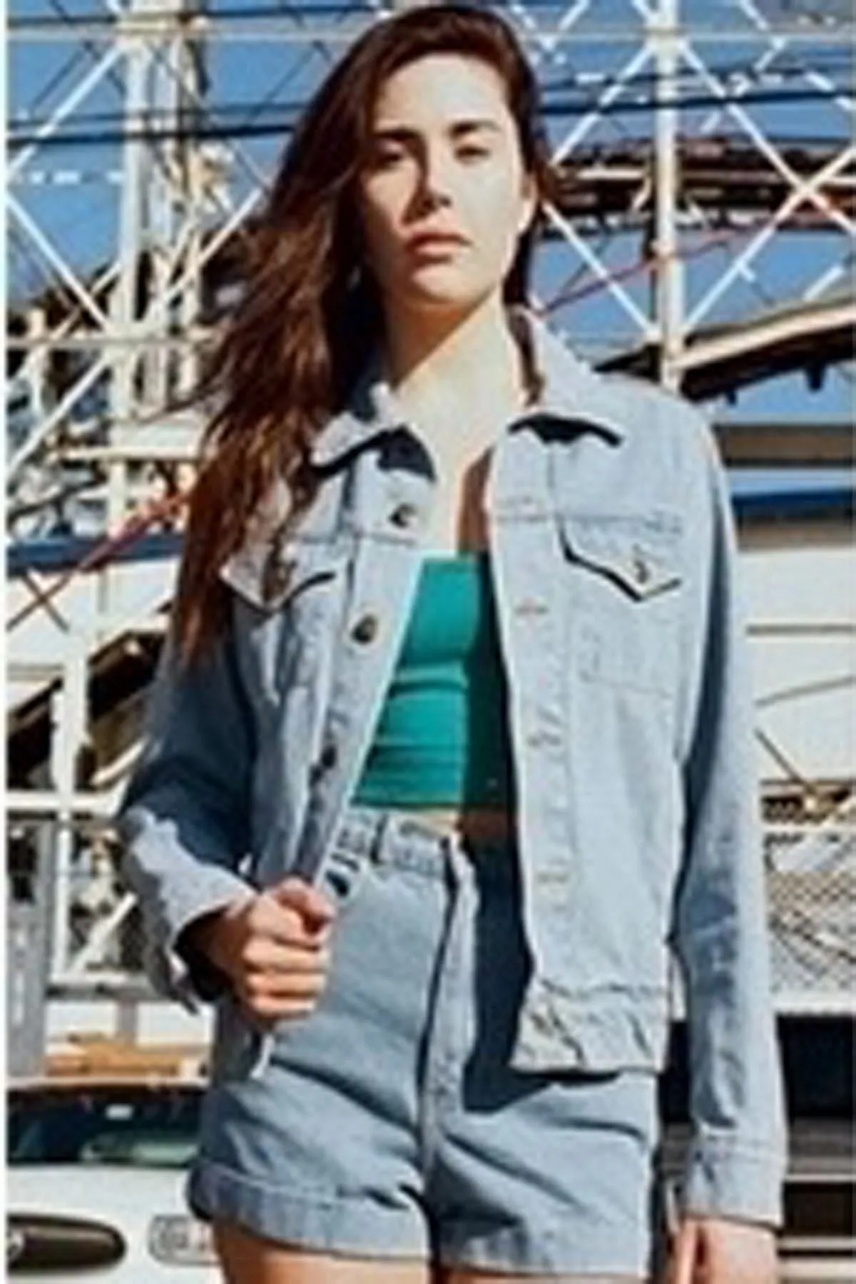 Retro Style High Waist Pure Color Denim Slim Shorts