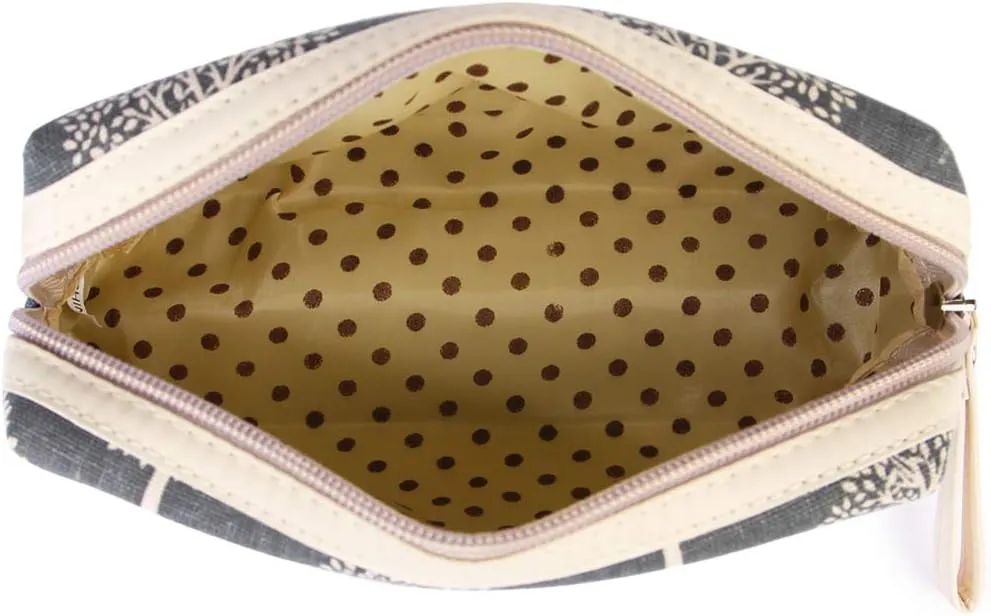 RIAH FASHION Portable Travel Clutch Cosmetic Makeup Pouch Bag - Toiletry Organizer Purse Wristlet Stripe, Floral, Plaid, Cork (Rectangle Pouch - Tree)