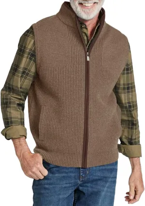 Ryannology Mens Sweater Vest Zip up Casual Sleeveless Cardigan Knitted Stand Collar Regular Fit Jacket with Pockets