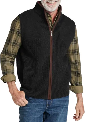 Ryannology Mens Sweater Vest Zip up Casual Sleeveless Cardigan Knitted Stand Collar Regular Fit Jacket with Pockets