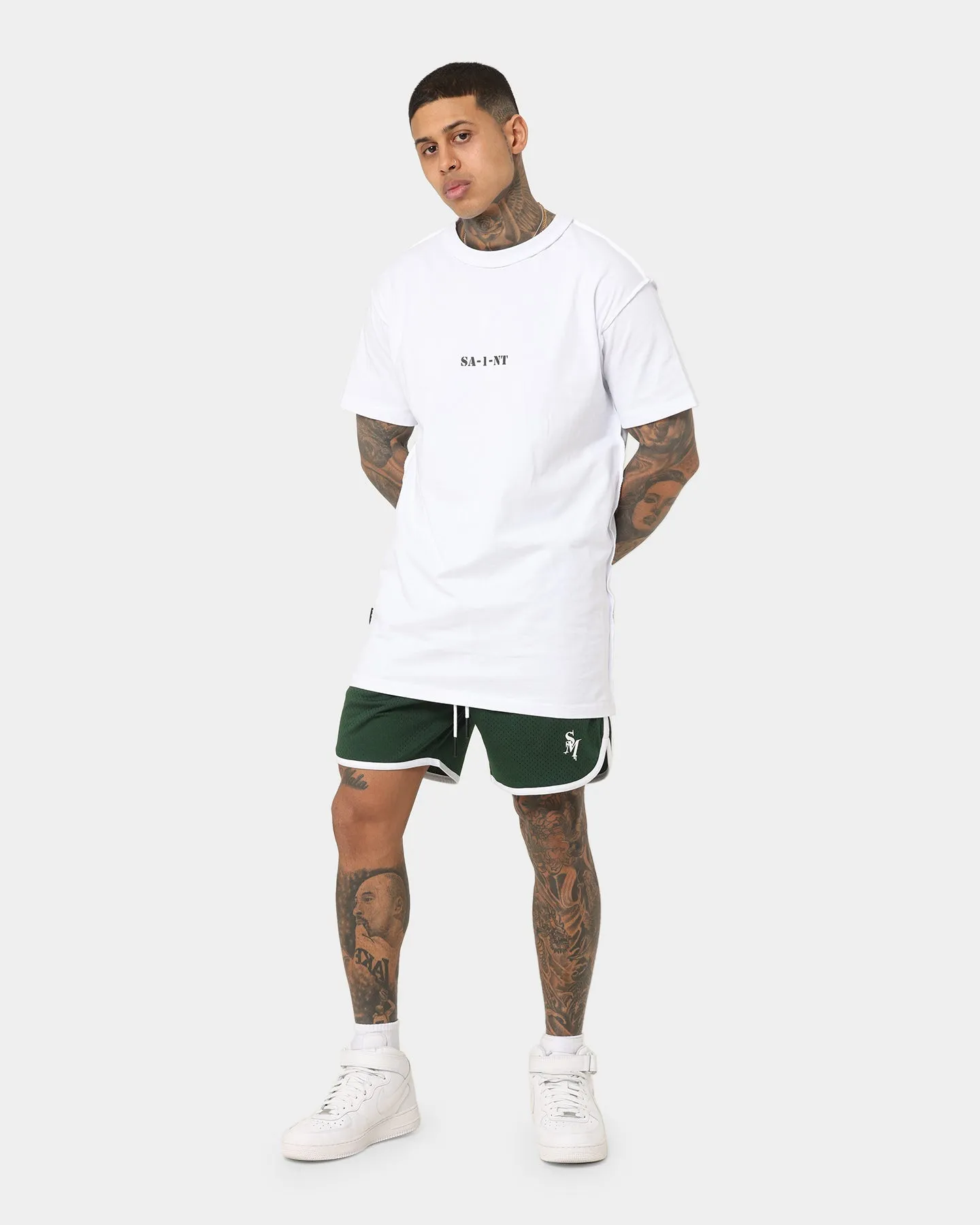 Saint Morta Icarus Mesh Shorts Dark Green/White