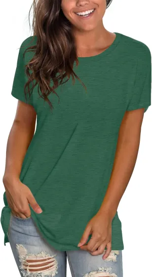 Saloogoe Womens Loose Fit Tshirts Short Sleeve Summer Tops Casual Workout Yoga Tunic T Shirts Tops