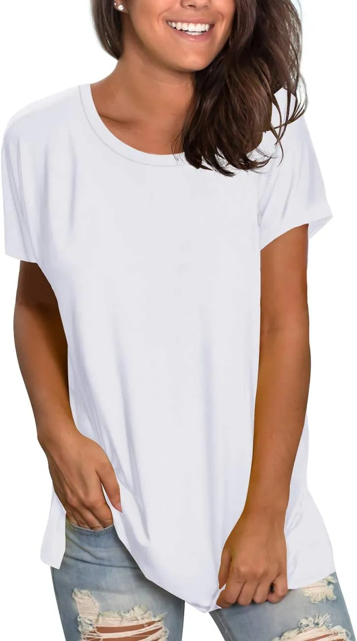 Saloogoe Womens Loose Fit Tshirts Short Sleeve Summer Tops Casual Workout Yoga Tunic T Shirts Tops
