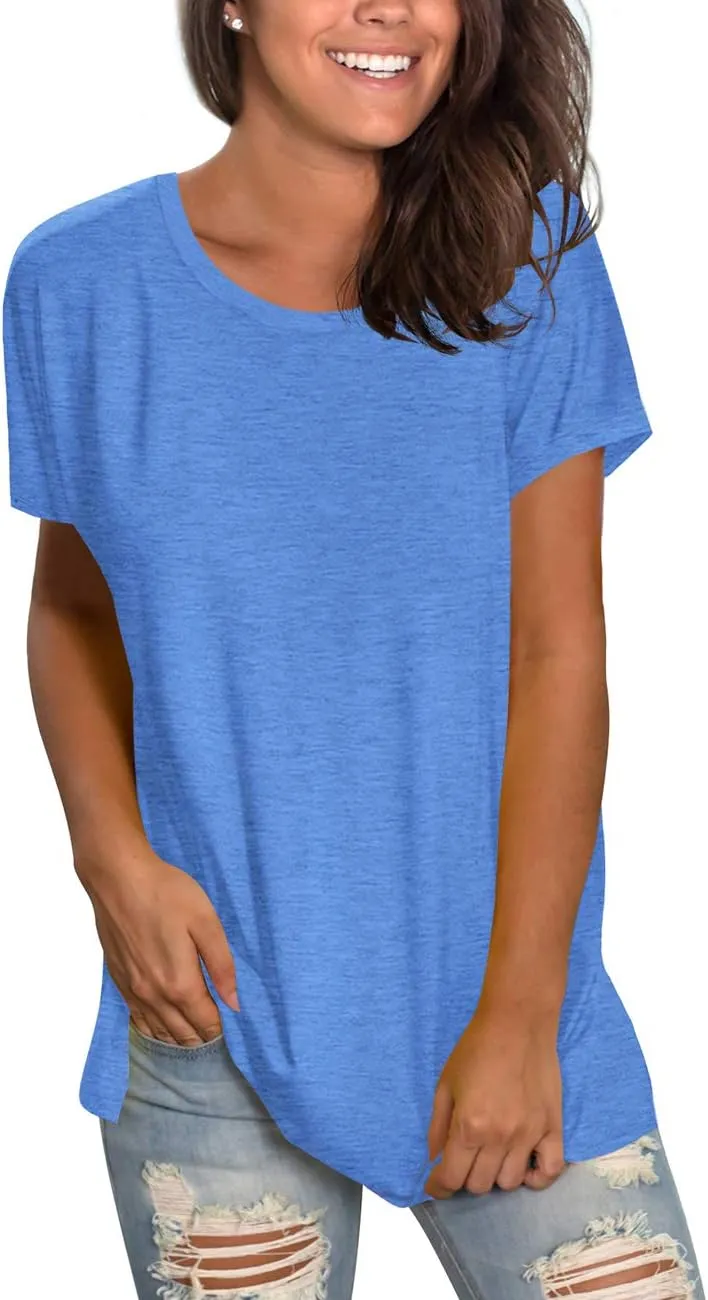 Saloogoe Womens Loose Fit Tshirts Short Sleeve Summer Tops Casual Workout Yoga Tunic T Shirts Tops