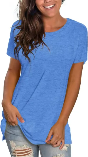 Saloogoe Womens Loose Fit Tshirts Short Sleeve Summer Tops Casual Workout Yoga Tunic T Shirts Tops