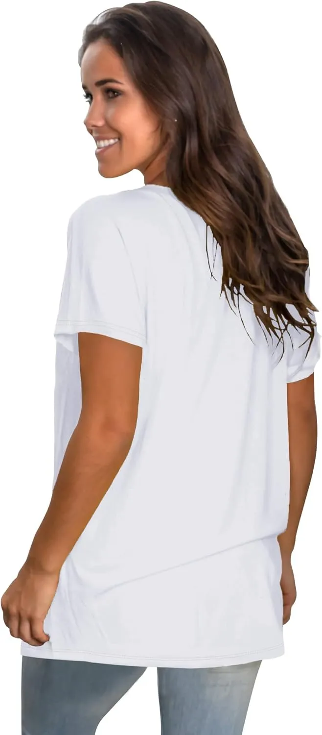 Saloogoe Womens Loose Fit Tshirts Short Sleeve Summer Tops Casual Workout Yoga Tunic T Shirts Tops