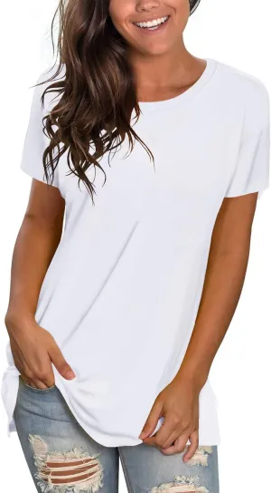 Saloogoe Womens Loose Fit Tshirts Short Sleeve Summer Tops Casual Workout Yoga Tunic T Shirts Tops