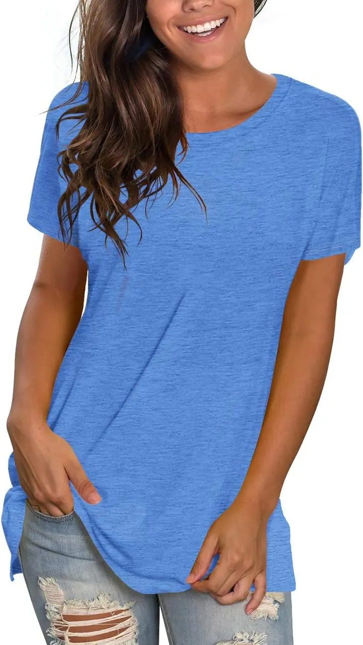 Saloogoe Womens Loose Fit Tshirts Short Sleeve Summer Tops Casual Workout Yoga Tunic T Shirts Tops