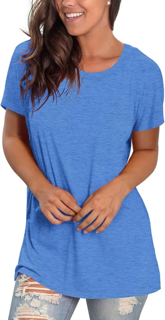 Saloogoe Womens Loose Fit Tshirts Short Sleeve Summer Tops Casual Workout Yoga Tunic T Shirts Tops