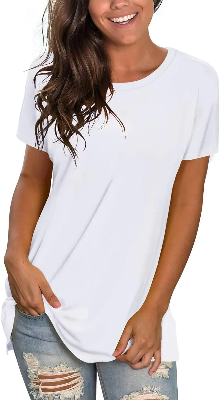 Saloogoe Womens Loose Fit Tshirts Short Sleeve Summer Tops Casual Workout Yoga Tunic T Shirts Tops