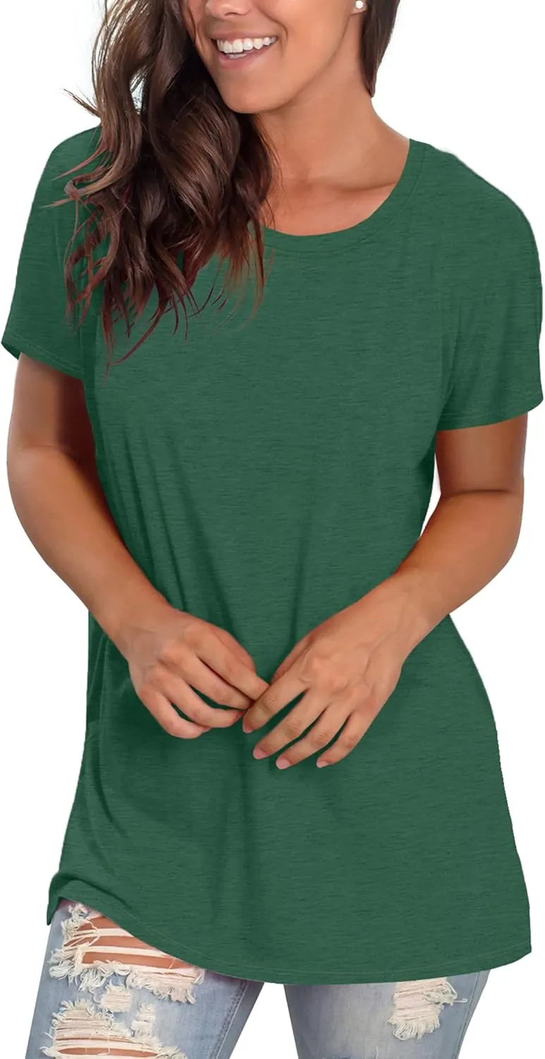 Saloogoe Womens Loose Fit Tshirts Short Sleeve Summer Tops Casual Workout Yoga Tunic T Shirts Tops