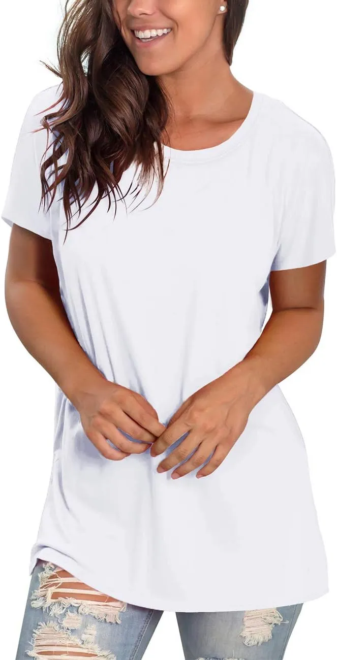 Saloogoe Womens Loose Fit Tshirts Short Sleeve Summer Tops Casual Workout Yoga Tunic T Shirts Tops
