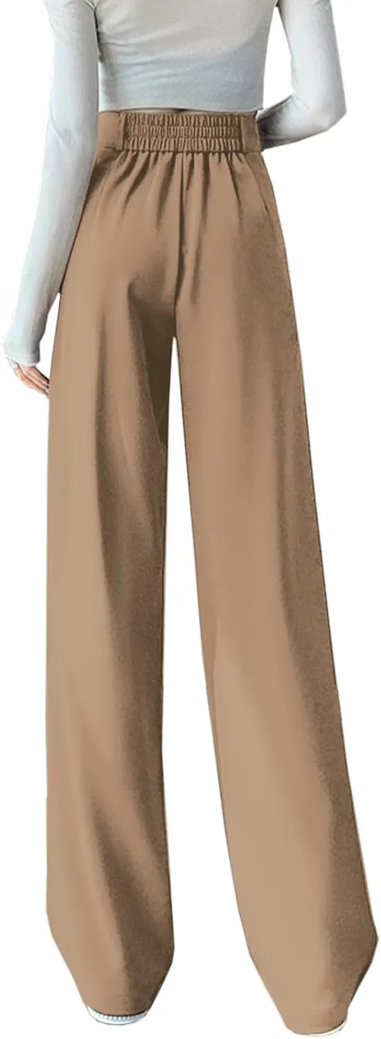 SANGTREE Womens Wide Leg Dress Pants High Waisted Long Casual Straight Trousers for Office,X-Small - XX-Large
