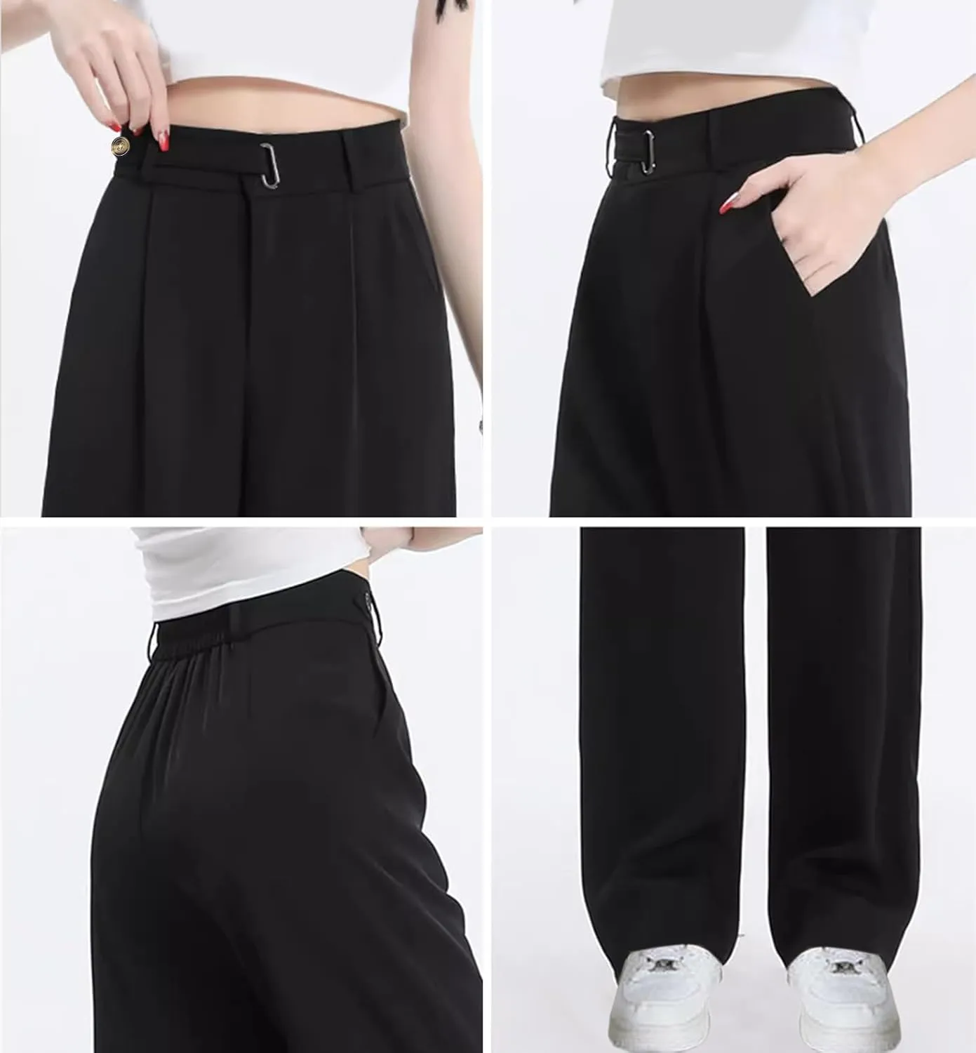 SANGTREE Womens Wide Leg Dress Pants High Waisted Long Casual Straight Trousers for Office,X-Small - XX-Large