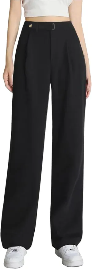 SANGTREE Womens Wide Leg Dress Pants High Waisted Long Casual Straight Trousers for Office,X-Small - XX-Large