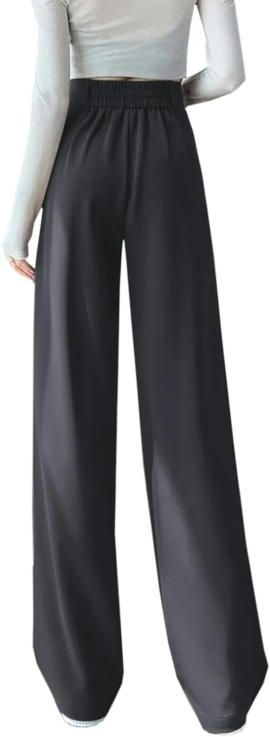 SANGTREE Womens Wide Leg Dress Pants High Waisted Long Casual Straight Trousers for Office,X-Small - XX-Large