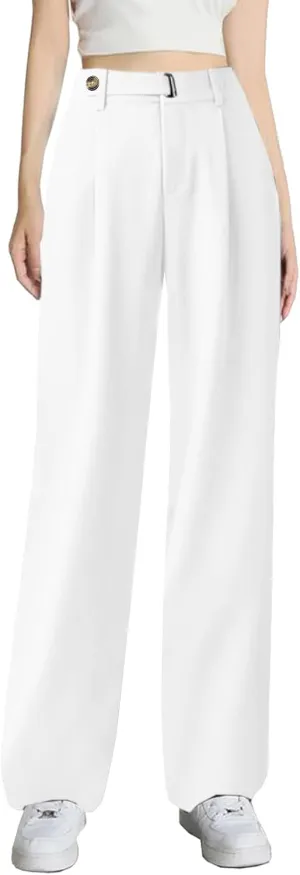 SANGTREE Womens Wide Leg Dress Pants High Waisted Long Casual Straight Trousers for Office,X-Small - XX-Large