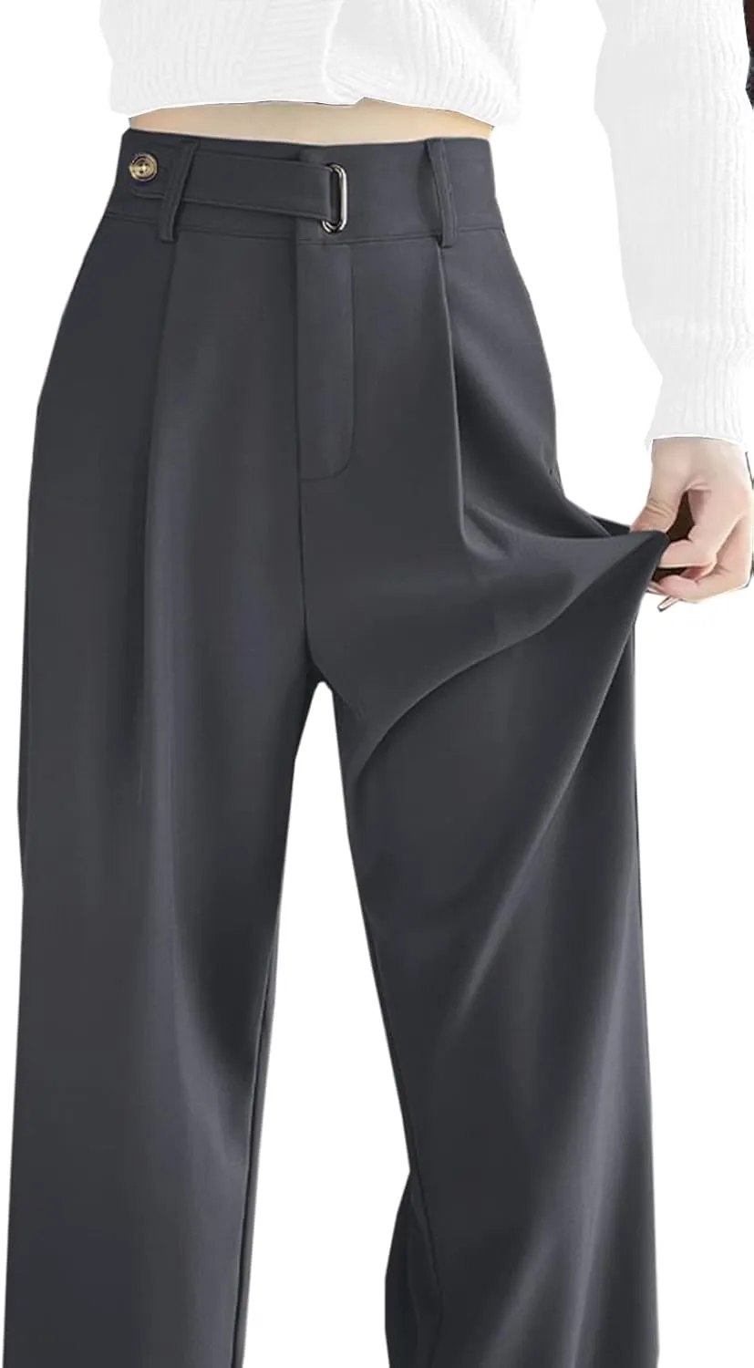 SANGTREE Womens Wide Leg Dress Pants High Waisted Long Casual Straight Trousers for Office,X-Small - XX-Large