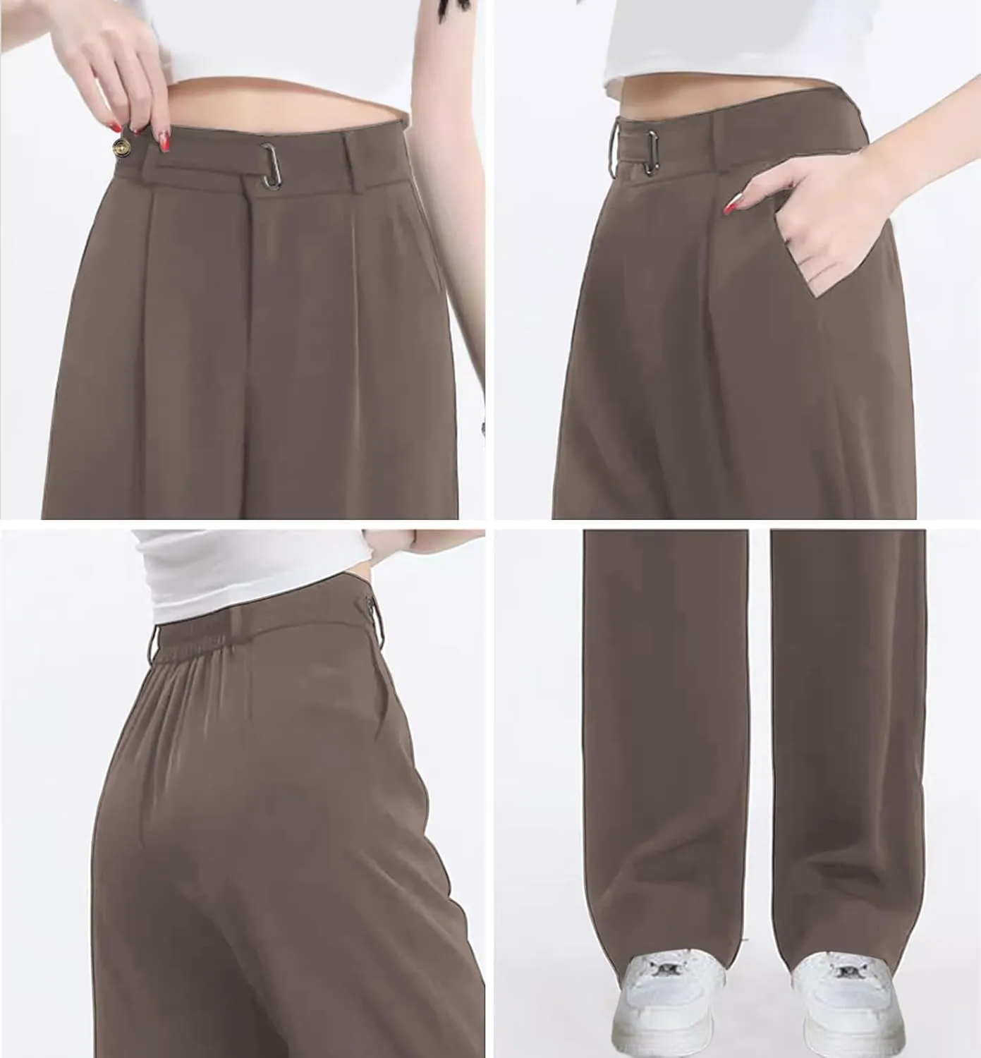 SANGTREE Womens Wide Leg Dress Pants High Waisted Long Casual Straight Trousers for Office,X-Small - XX-Large