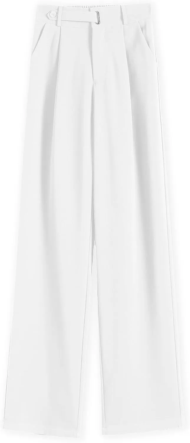 SANGTREE Womens Wide Leg Dress Pants High Waisted Long Casual Straight Trousers for Office,X-Small - XX-Large