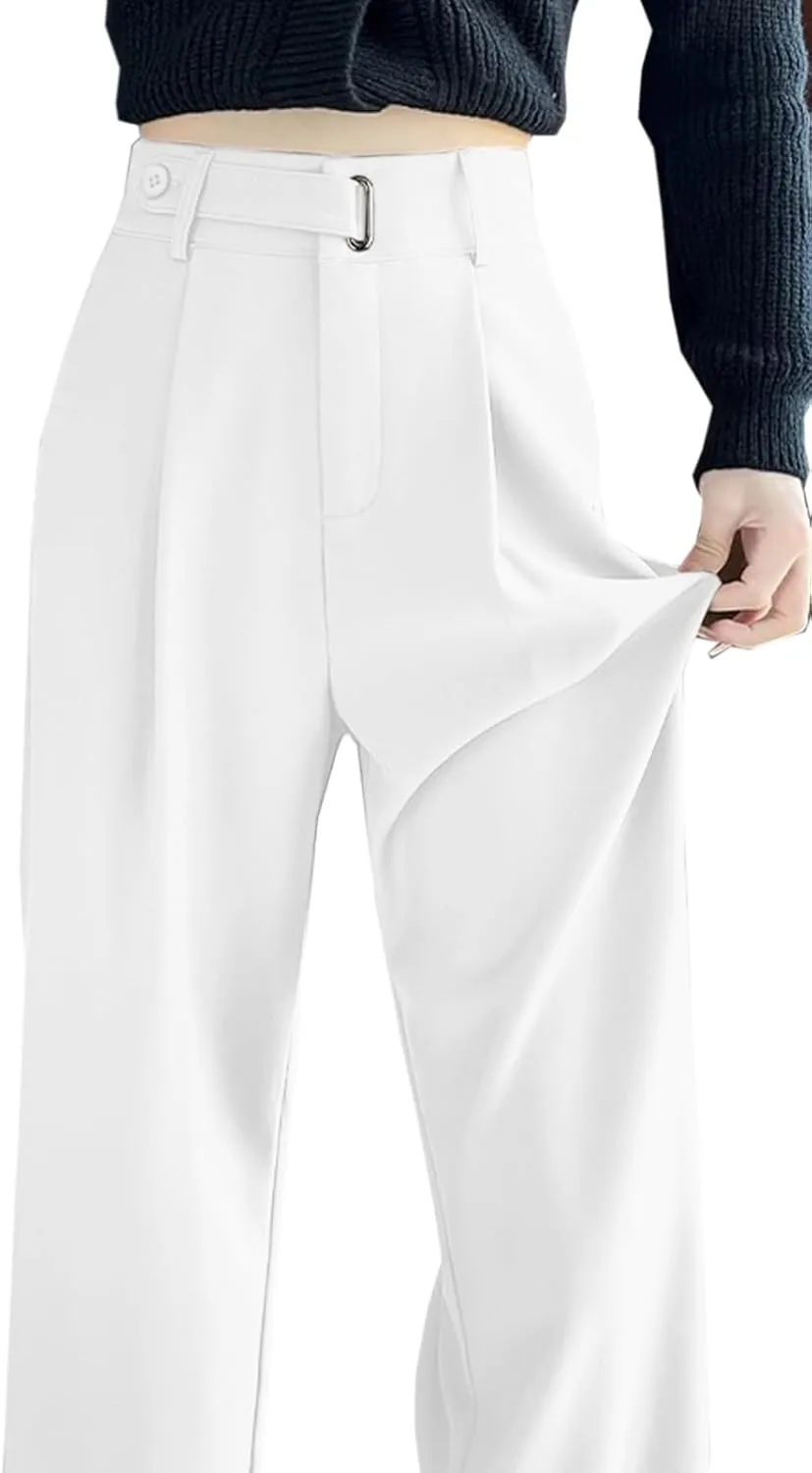 SANGTREE Womens Wide Leg Dress Pants High Waisted Long Casual Straight Trousers for Office,X-Small - XX-Large