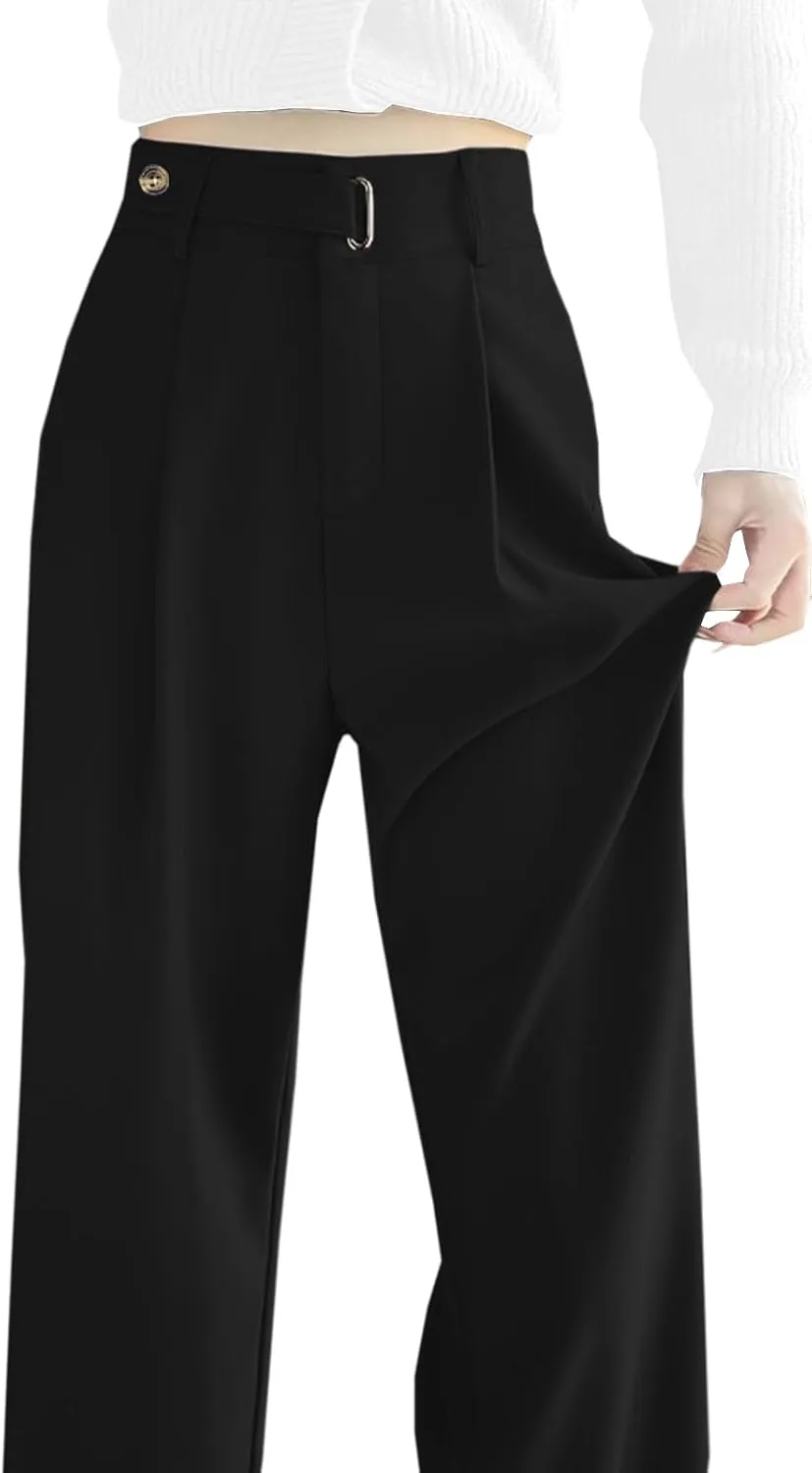 SANGTREE Womens Wide Leg Dress Pants High Waisted Long Casual Straight Trousers for Office,X-Small - XX-Large