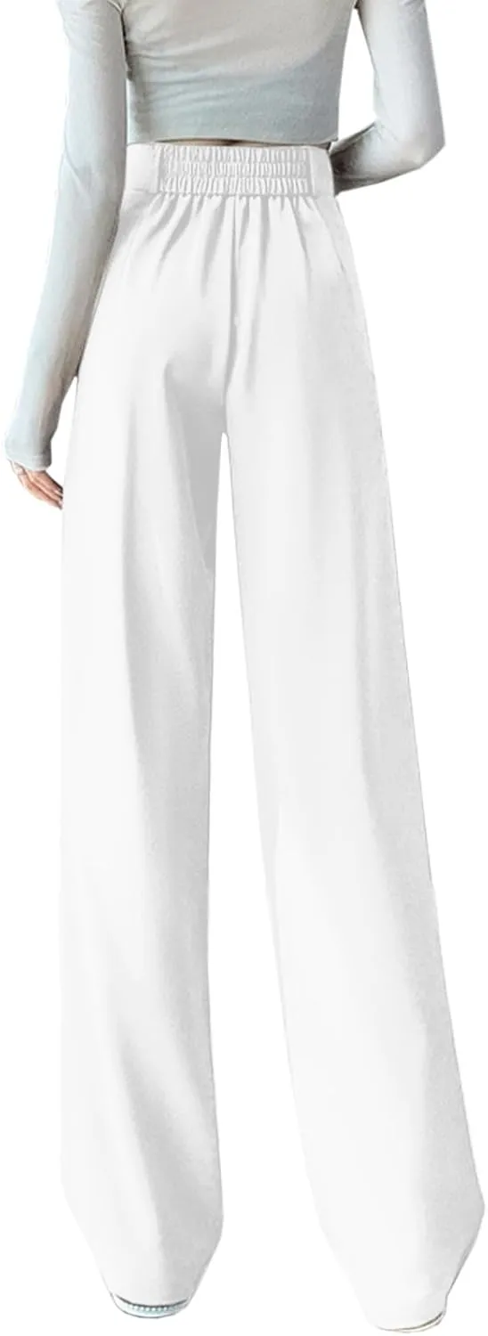 SANGTREE Womens Wide Leg Dress Pants High Waisted Long Casual Straight Trousers for Office,X-Small - XX-Large