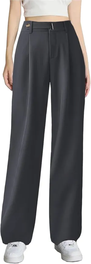 SANGTREE Womens Wide Leg Dress Pants High Waisted Long Casual Straight Trousers for Office,X-Small - XX-Large