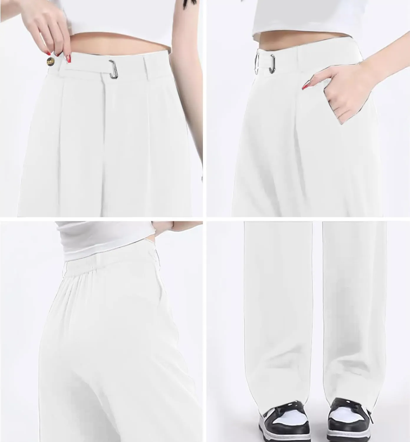SANGTREE Womens Wide Leg Dress Pants High Waisted Long Casual Straight Trousers for Office,X-Small - XX-Large