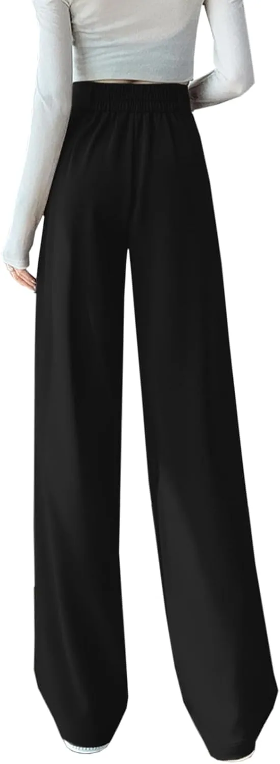 SANGTREE Womens Wide Leg Dress Pants High Waisted Long Casual Straight Trousers for Office,X-Small - XX-Large