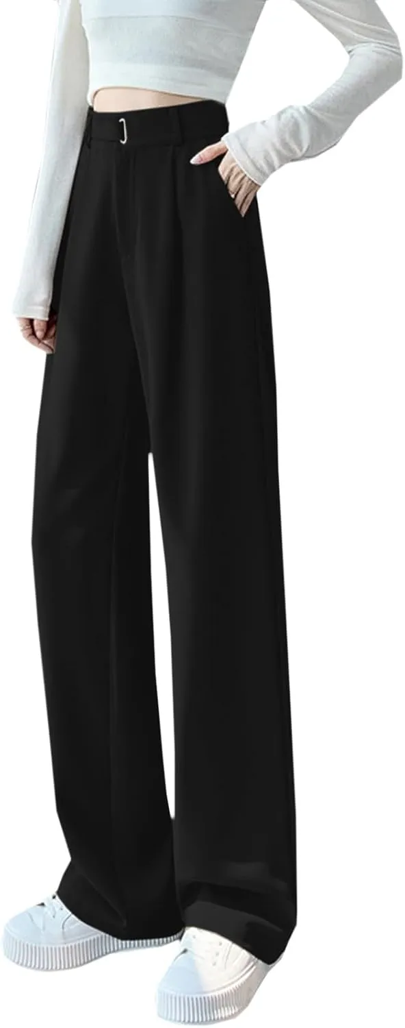 SANGTREE Womens Wide Leg Dress Pants High Waisted Long Casual Straight Trousers for Office,X-Small - XX-Large