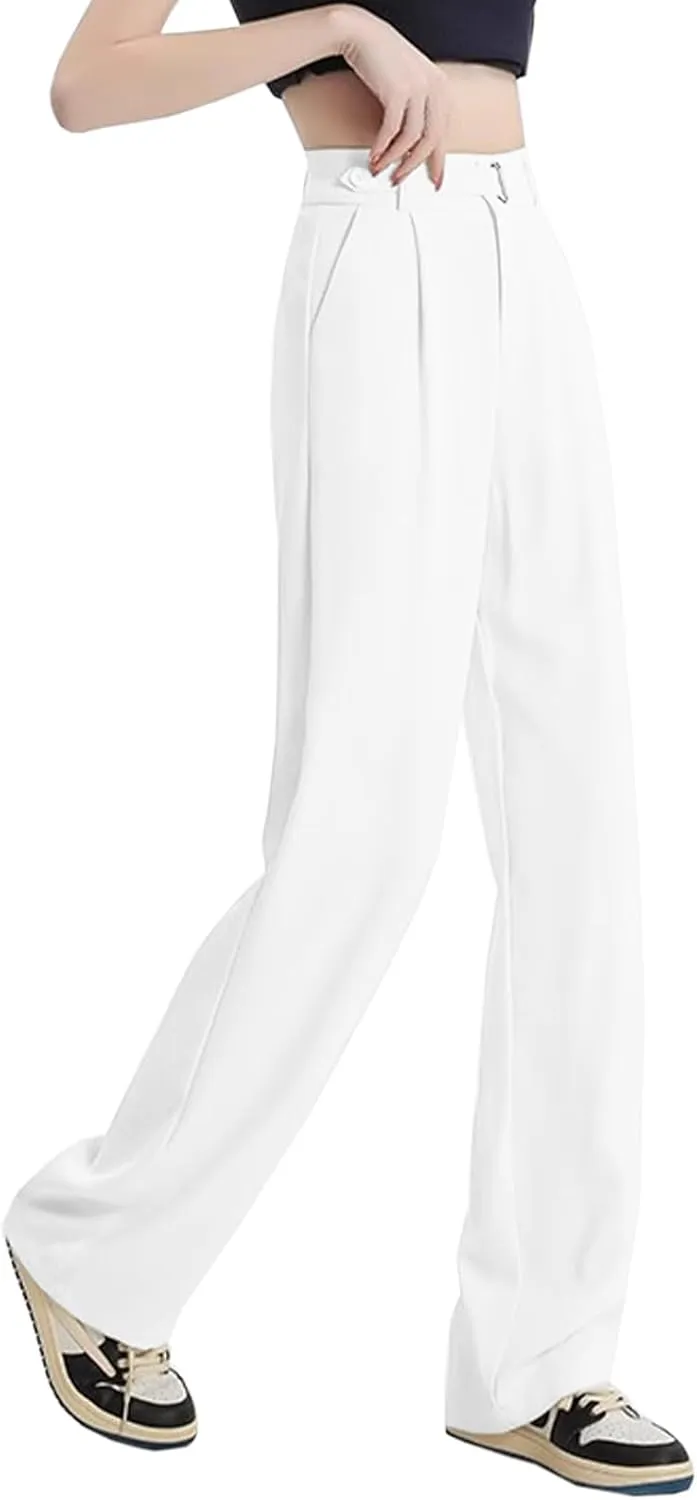 SANGTREE Womens Wide Leg Dress Pants High Waisted Long Casual Straight Trousers for Office,X-Small - XX-Large