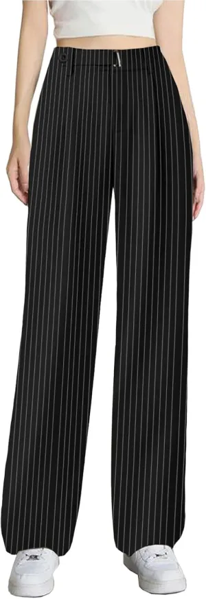 SANGTREE Womens Wide Leg Dress Pants High Waisted Long Casual Straight Trousers for Office,X-Small - XX-Large