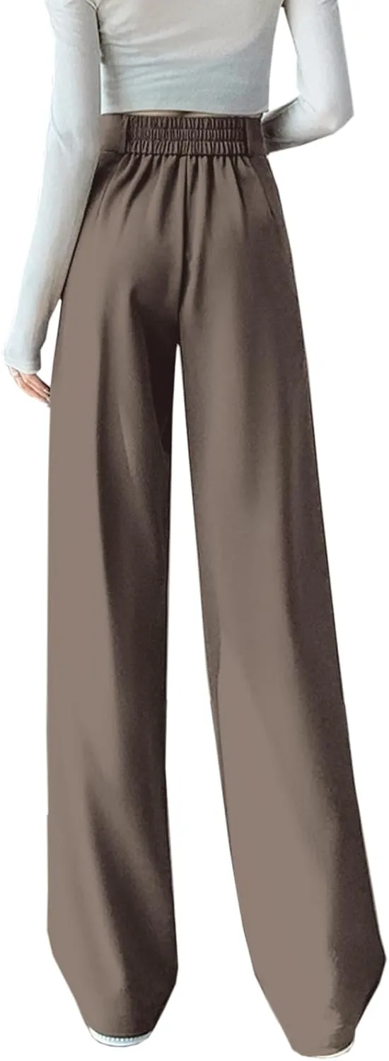 SANGTREE Womens Wide Leg Dress Pants High Waisted Long Casual Straight Trousers for Office,X-Small - XX-Large