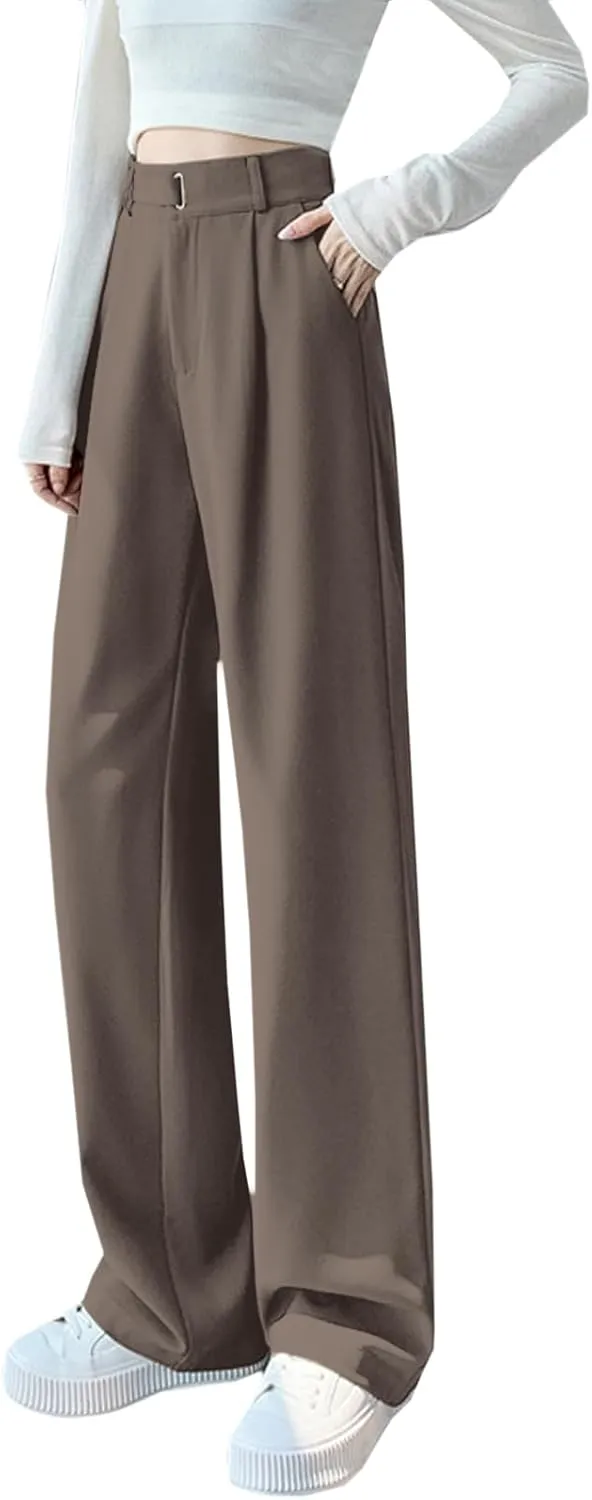 SANGTREE Womens Wide Leg Dress Pants High Waisted Long Casual Straight Trousers for Office,X-Small - XX-Large