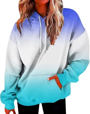 SHAOBGE Hoodies For Women Fall Marble Print Flowy Sweatshirt Long Sleeve Drawstring Blouses And Tops Winter Casual Clothing