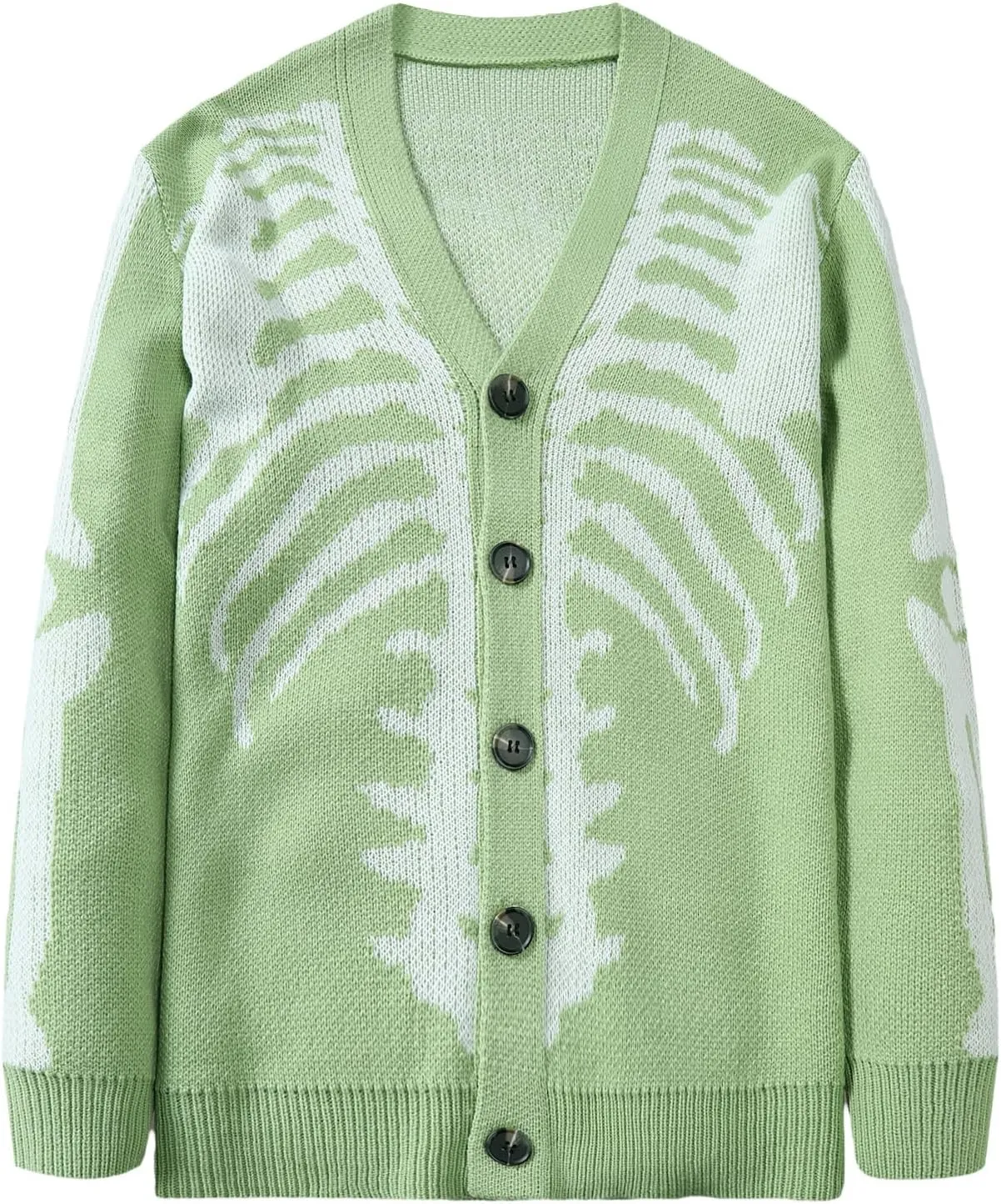 SHENHE Men's Skeleton Pattern Cardigan Sweaters Long Sleeve Unisex Outwear Knitted Coats
