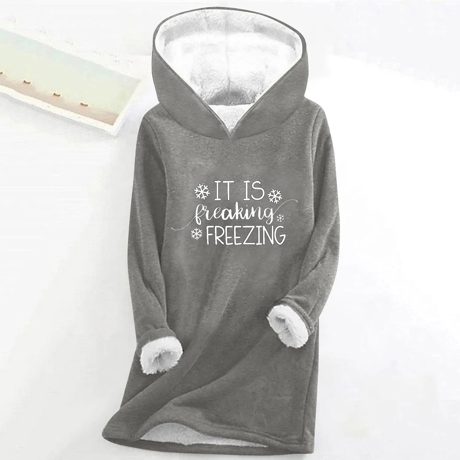 Sherpa Lined Hoodie for Women Oversized Fleece Lined Crewneck Pullover Tops Winter Thicken Fuzzy Thermal Sweatshirts