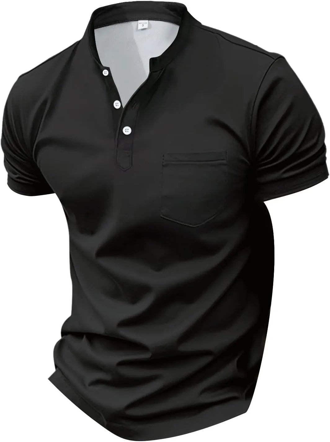 Short Sleeve Muscle Henley T-Shirts for Men Casual Cotton Gym Workout Athletic V Neck Tees Quick Dry Summer Work Polo Shirts